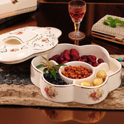 干果盘陶瓷点心分隔拼盘，水果盘欧式家用客厅，收纳零食糖果花生瓜子