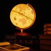 复古美式发光地球仪灯创意家居办公摆件纯英文25cm地球仪台灯礼物