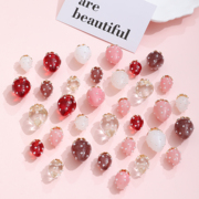 日系甜美可爱彩色树脂珍珠草莓，吊坠diy手工耳环饰品项链配件材料