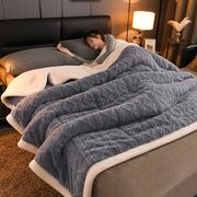冬季保暖塔芙绒双层毛毯，羊羔绒盖毯休闲午睡毯加厚法莱绒毯子