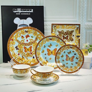 创意西餐餐具牛排盘子，欧式时尚蝴蝶餐具，套装面碗汤碗饭碗勺子