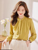 黄色雪纺衬衫女设计感高级上衣2023春秋气质时尚洋气职业衬衣