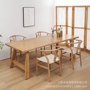 韩式小户型简约家用吃饭实木餐桌，原木客厅民宿酒店田园风餐桌椅运