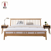 高端极简双人实木床北欧简约现代卧室个性家具日式白橡木新中式床