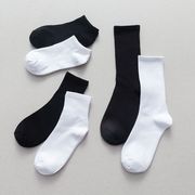 白袜子男短袜夏天薄款透气中帮黑色中筒袜ins潮，长筒纯色低腰短款