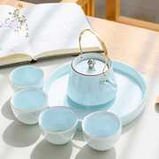 青瓷干泡茶具礼盒装提梁壶茶杯茶盘家用泡茶陶瓷套装企业个人定制
