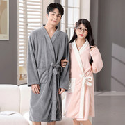 男女同款浴袍睡袍2023比全棉纯棉吸水家用浴巾情侣长袖厚睡衣