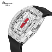 2021年蒂玮娜31995水晶硅胶带酒桶形精致奢华满钻时装石英女手表
