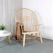 孔雀椅创意家用阳台躺椅简约现代卧室靠背休闲椅北欧实木温莎椅子