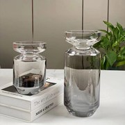 创意HJM-北欧简约创意渐变色加厚透明玻璃花瓶摆件客厅餐桌插花器