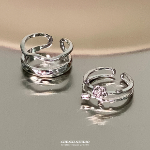 秋冬新玫瑰(新玫瑰)戒指女小众设计高级感时尚，开口可调节食指戒套装指环