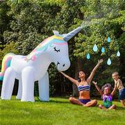 充气喷水独角兽户外戏水垫儿童玩具充气粉色大象恐龙彩虹拱门