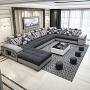 布艺沙发简约现代大小户型客厅转角整装免洗科技布沙发组合三人位