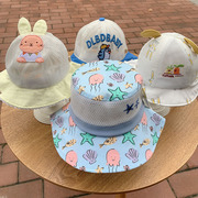哆啦布丁婴儿盆帽春夏遮阳太阳帽，领趣网帽薄款透气可爱出游渔夫帽
