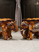 中式大象落地摆件大号门口换鞋凳树脂仿实木招财象客厅卧室装饰品