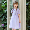 女童连衣裙夏季洋气薄款中式紫色，女孩国风裙子儿童夏天超仙公主裙