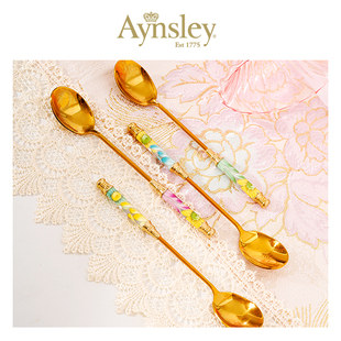Aynsley安斯丽雏菊系列不锈钢骨瓷手柄甜品勺咖啡勺精致勺子