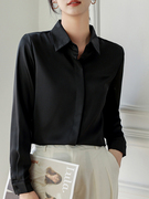 秋冬黑色衬衫女长袖ol职业，正装工装抗皱垂感加厚衬衣气质