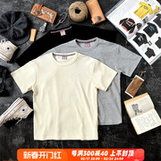 民族风华夫格短袖T恤MBBCAR窄幅美式复古原创设计圆领透气打底衫