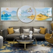 现代简约客厅装饰画沙发背景墙晶瓷水晶高档大气三联画挂画壁画