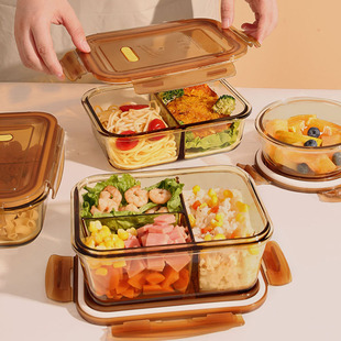 上班族学生带饭餐盒玻璃饭盒可微波炉加热专用碗密封水果盒保鲜盒