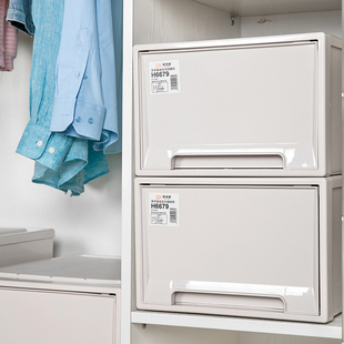 收纳箱抽屉式实色塑料衣服内衣收纳盒家用整理箱衣柜储物箱组合柜
