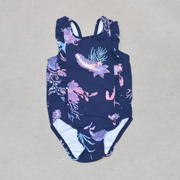 澳洲原单coun****可爱宝蓝底紫色，水母花海滩泳池连体泳衣女童小童