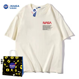 NASA WEEK联名款2024纯棉短袖t恤男女潮牌上衣情侣装T恤