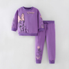紫色米奇纯棉女童套装秋季欧美中小童休闲圆领洋气童装两件套