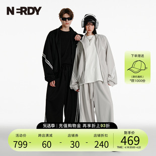 NERDY2024春季情侣宽松休闲斜双杠上衣外套/裤子运动套装女