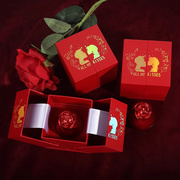 求婚戒指盒创意玫瑰花升降礼盒一朵红色花盒项链钻戒指首饰盒高档