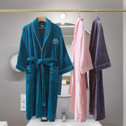 酒店浴袍男女可穿长款纯棉吸水速干情侣睡袍，冬季加厚毛巾料家居服