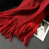 新年红围巾女冬季ins韩版纯色针织毛线，百搭加厚长款情侣学生围脖