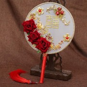 复古中式团扇捧花婚礼新娘龙凤，褂秀禾旗袍喜结婚传统古装金色饰品