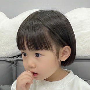 婴儿发型宝宝假发日常短发自然儿童，拍照摄影短直发空气刘海波波头