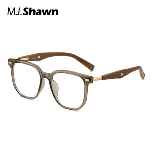 mjshawn文艺方框木纹眼镜架超轻眼镜框，防蓝光丹阳眼镜配度数近视