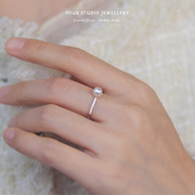 《贝多芬》轻奢排钻纯银S925超亮珍珠戒指可调节简约精致礼物女