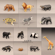 迷你小号非洲野生动物，模型长颈鹿大象狮子老虎，河马犀牛熊猫刺猬