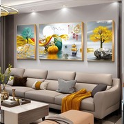 轻奢客厅装饰画沙发，背景墙画挂画简约现代新中式，水晶壁画大气山水