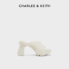 CHARLES&KEITH春夏女鞋CK1-60580271粗跟休闲外穿一字拖高跟鞋女