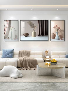 现代简约客厅装饰画高级感花瓶，沙发背景墙挂画北欧艺术三联壁画