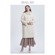 readme设计师款娃娃领双排扣羊毛亚麻宽松显瘦减龄大衣D30907299