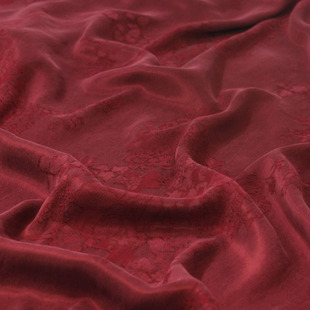 瓦娜家原创设计重磅铜氨丝布料暗提花效果连衣裙袍子裤子面料深红