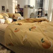 l黄橙子ans小清新少女心色床上四件套全棉纯棉被套件床单1.5米
