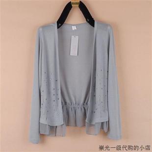 韩国夏季长袖短外套薄针织外披女装小开衫雪纺衫防晒衣空调衫
