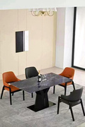 超晶石大理石餐桌长方形客厅现代轻奢不锈钢椭圆桌椅组合饭桌