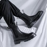 切尔西风靴男冬季中筒男士黑色高帮鞋英伦靴子棉鞋加绒加厚马丁靴