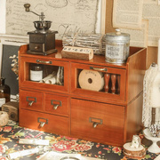 桌面收纳抽屉盒复古化妆品置物架柜桌办公木质式zakka文具物梳妆