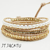 jtjacktu原创天然淡水珍珠，多层金珠纯手工，缠绕手链个性时尚欧美
