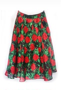 朵家 牌女装夏装 红玫瑰网纱中长款半身裙下身裙 s